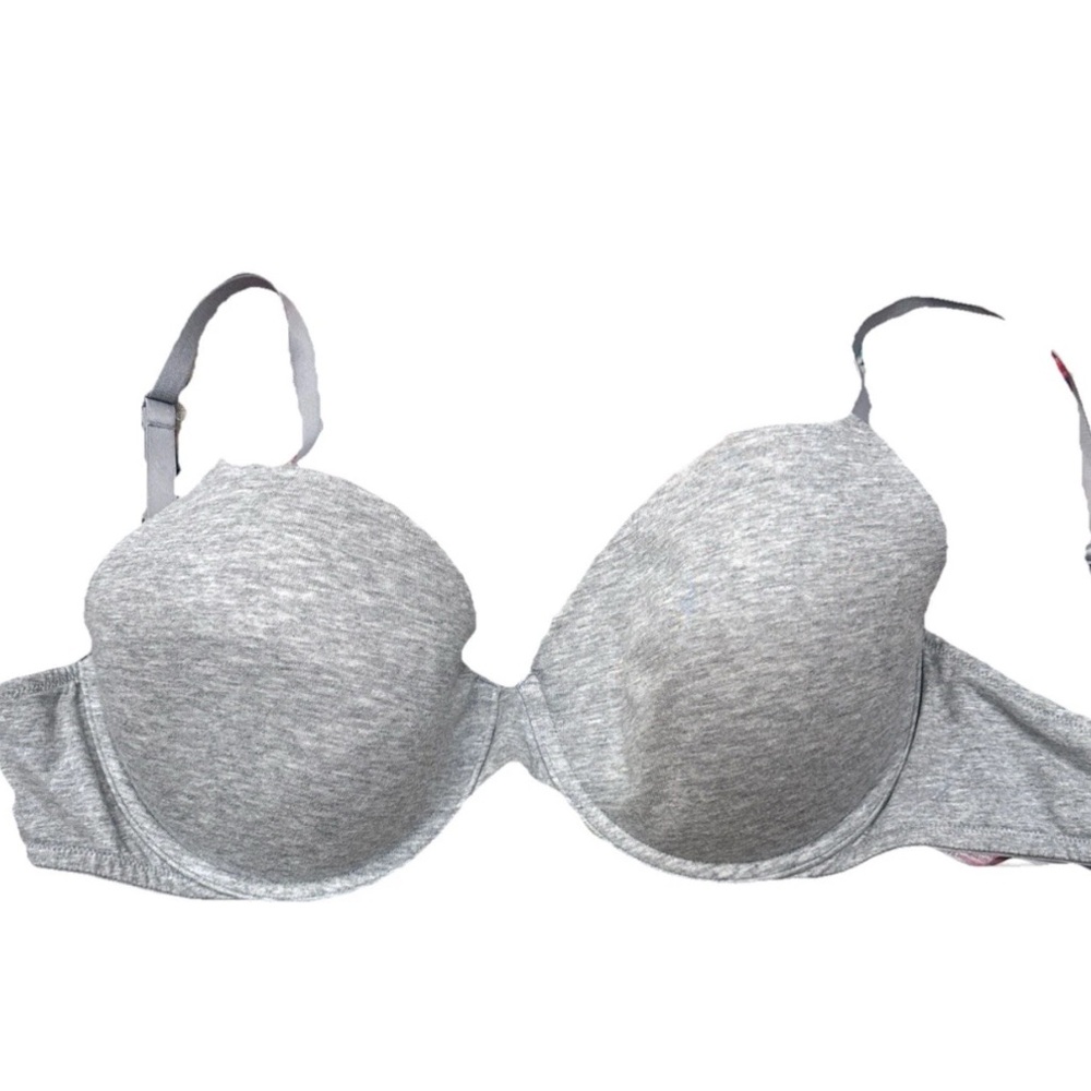 VS PINK Women's T-Shirt Lightly Lined Bra Gray Size‎ 34DD Multi Strap Underwire